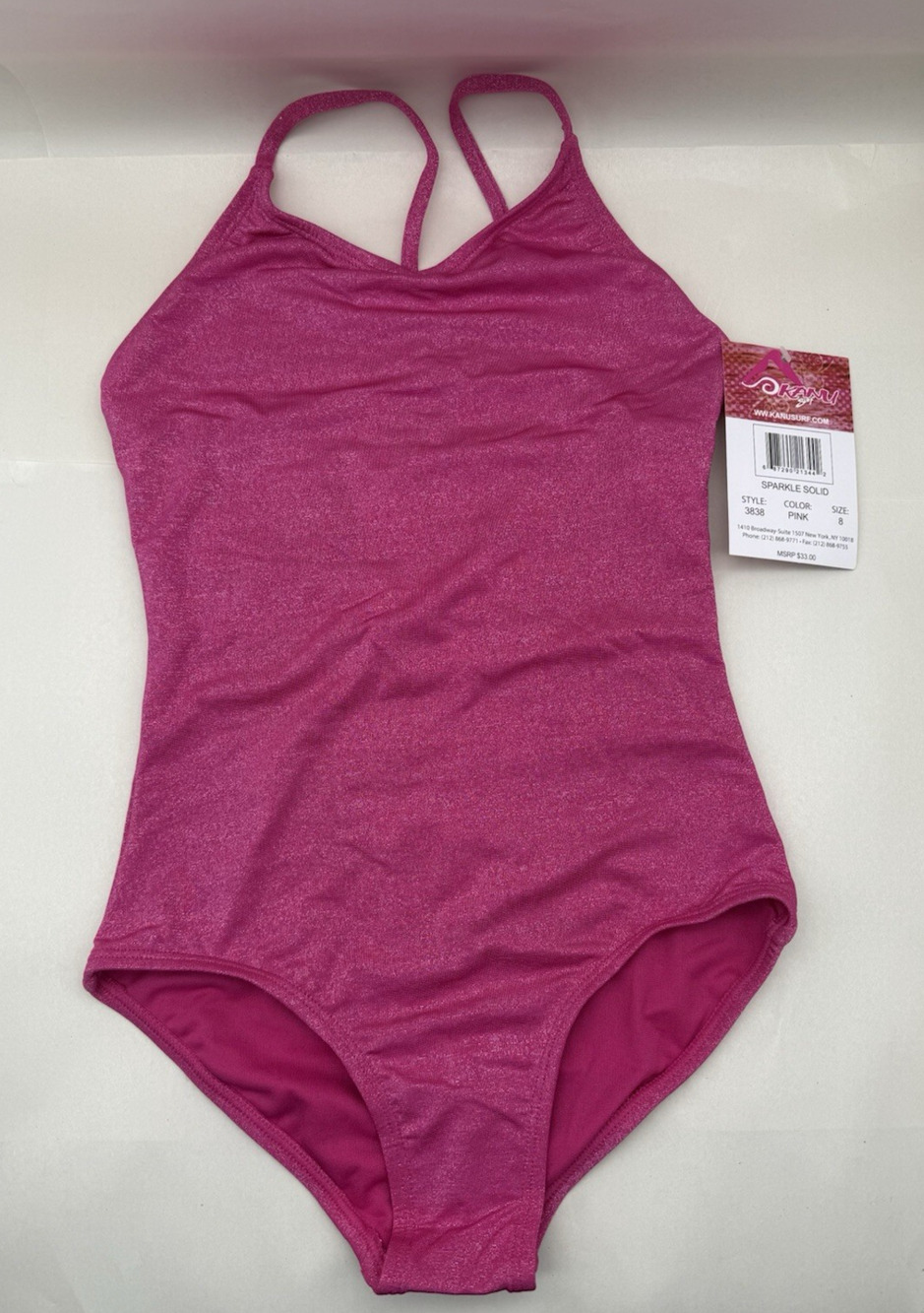 $33 Kid’s Kanu Surf Girls Beach Sport 1-Piece Swimsuit Color Pink Size 8 read..